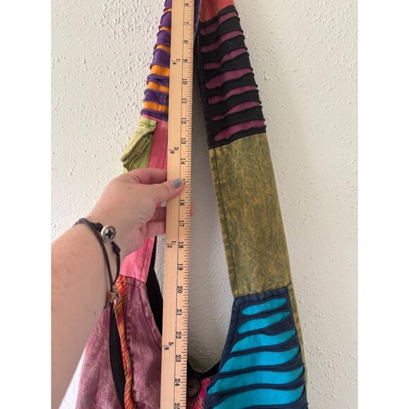 Handcrafted Patchwork Ripped Sling Bag  Made In Nepal - Picture 13 of 15
